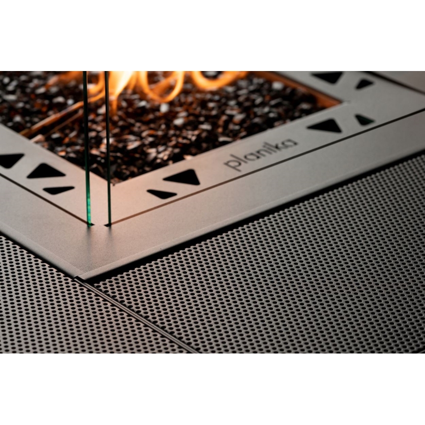 Planika - Vonkajší plynový krb 79,7x90 cm 10kW 1xAAA čierna + ochranný kryt