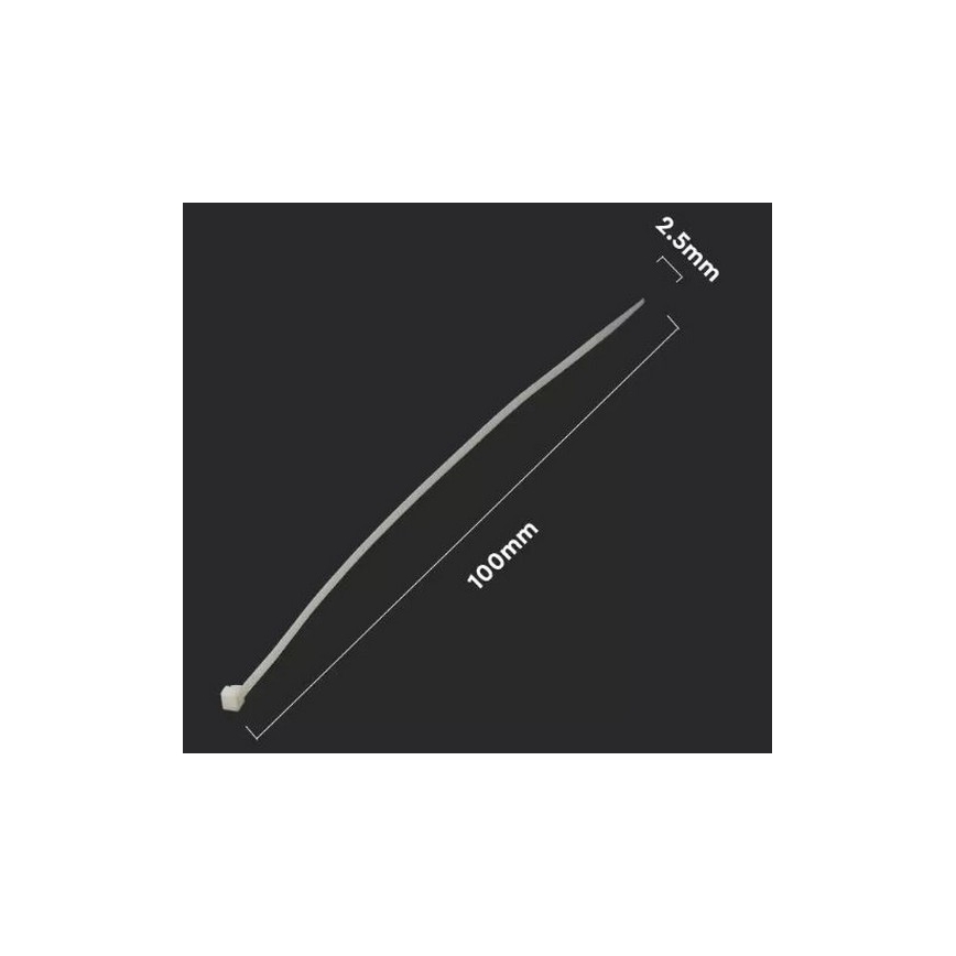 Plastové sťahovacie pásky 2,5x100mm 100ks biela