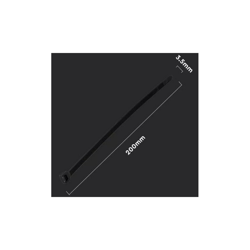 Plastové sťahovacie pásky 3,5x200mm 100ks čierna