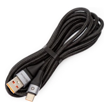 Pletený USB kábel USB-A / USB-C konektor 18W 2m čierna