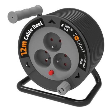 Podaljšek na kolutu s 3 vtičnicami, 12 m