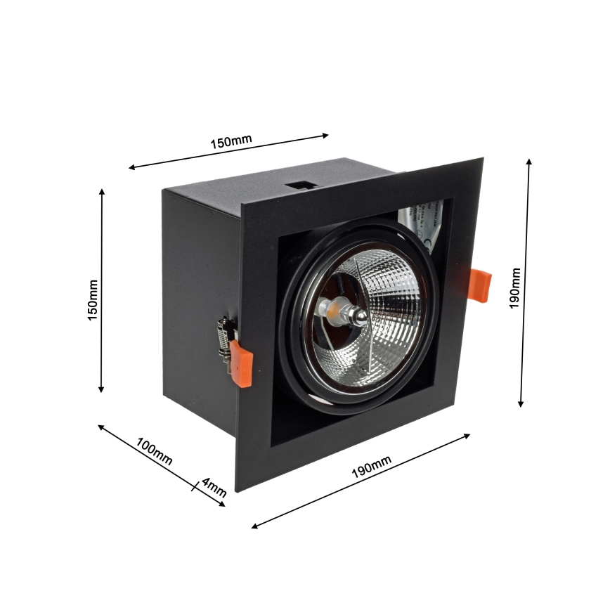 Podhľadové svietidlo PLAZA AR111 1xGU10/12W/230V čierna