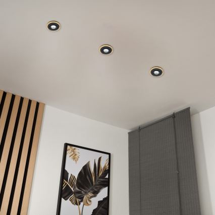 Podhľadové svietidlo TOBBY 1xGU10/20W/230V pr. 11,5 cm dub/čierna