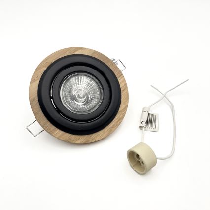 Podhľadové svietidlo TOBBY 1xGU10/20W/230V pr. 11,5 cm dub/čierna
