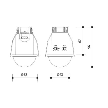 Podhľadový pohybový senzor 360° 1200 W / 230 V IP54 biela