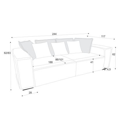 Pohovka BOLZANO žltá/hnedá