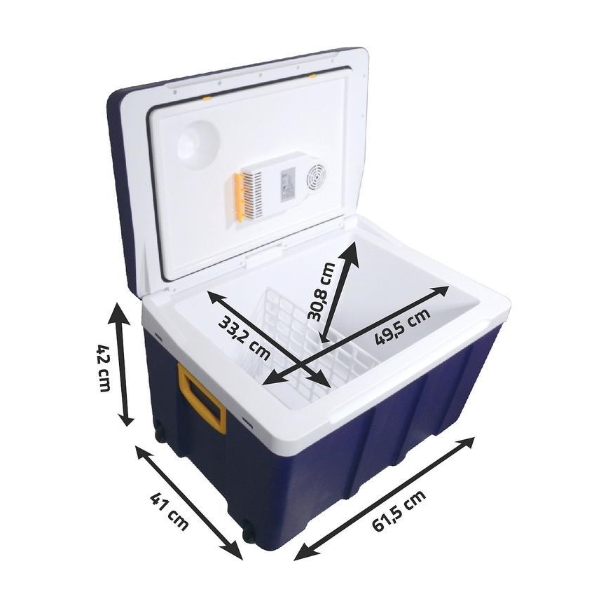 Pojazdný chladiaci box 60 W, 230/12 V, 50 l modrá/žltá