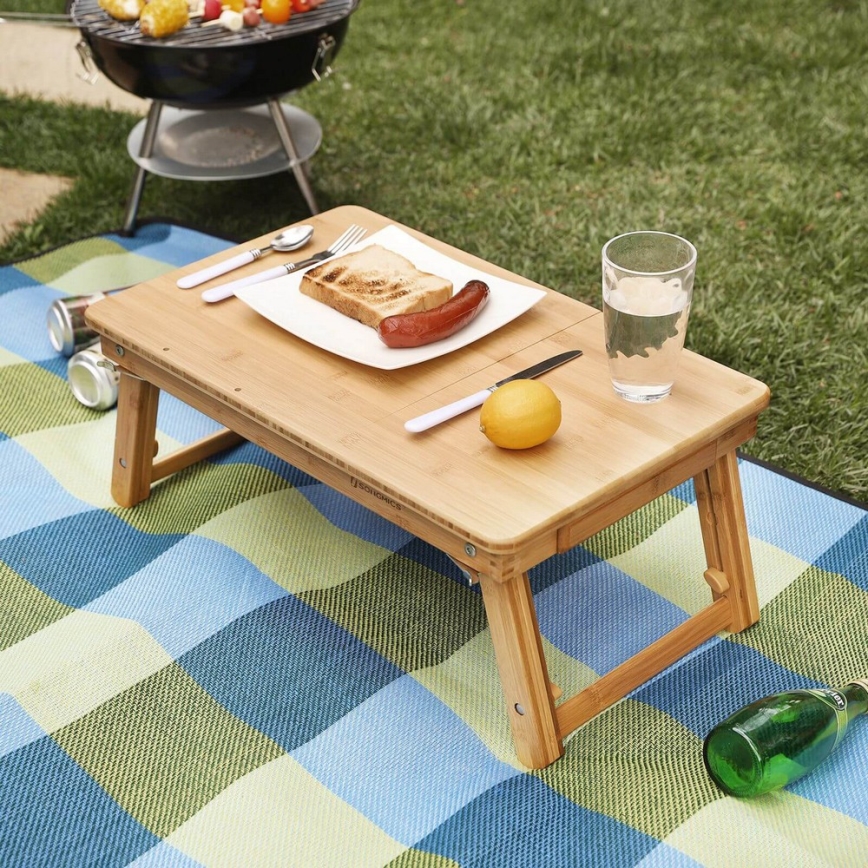 Polohovateľný stolík na počítač do postele LAT hnedý