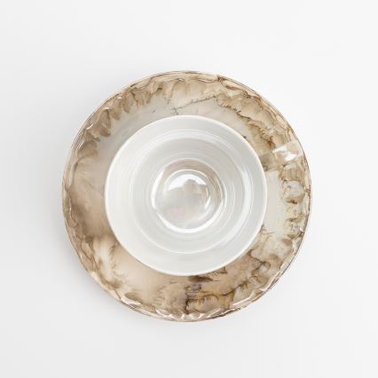 Porcelánová čajová sada mramor hnedá