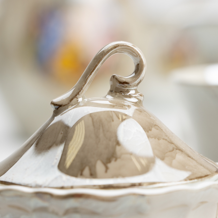 Porcelánová čajová sada mramor hnedá