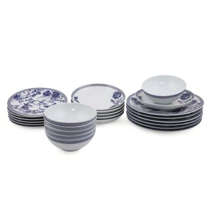 Porcelánová jedálenská súprava 24 ks biela/modrá