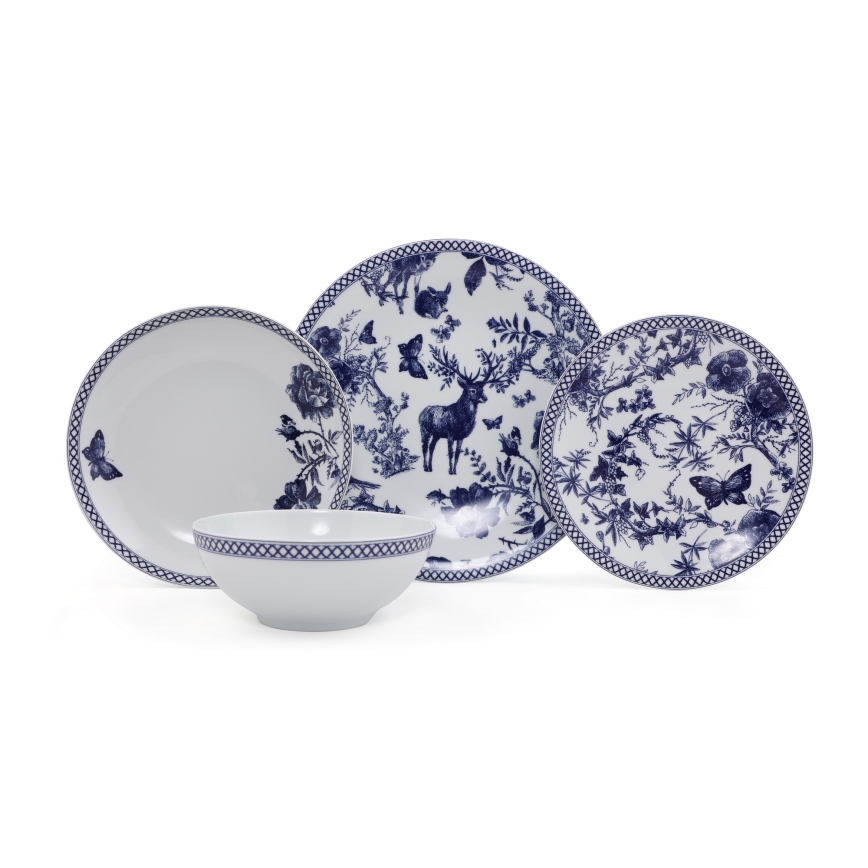 Porcelánová jedálenská súprava 24 ks biela/modrá