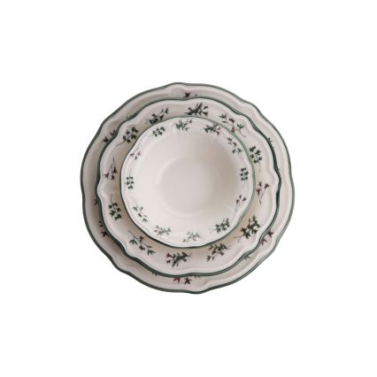 Porcelánová jedálenská súprava 24 ks, biela/zelená