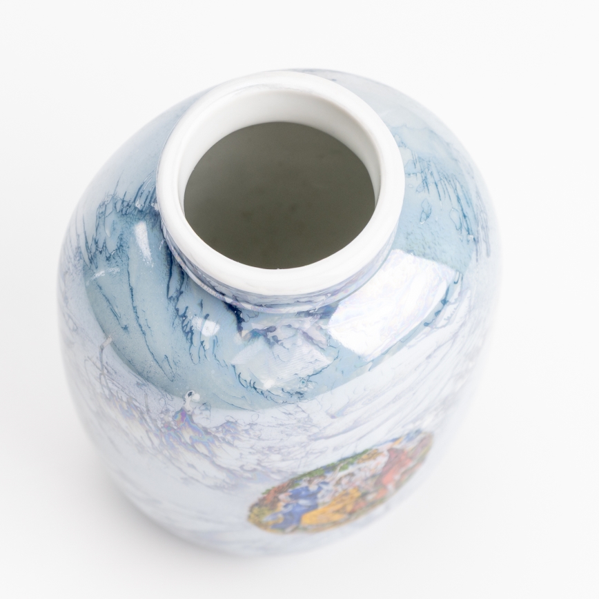 Porcelánová váza 12,5x9 cm perleťová modrá grácie