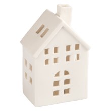 Porcelánový domček na sviečku 14,5 cm biela