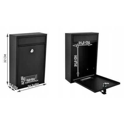 Poštová schránka 21,7x32 cm čierna