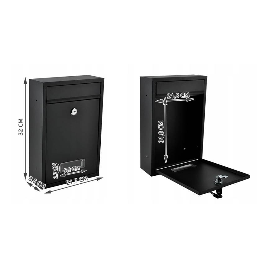 Poštová schránka 21,7x32 cm čierna