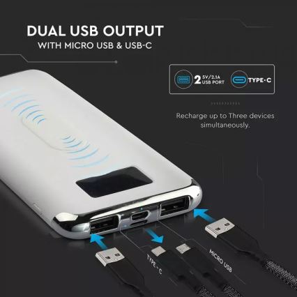 Power Bank 10 000 mAh/3,7V s bezdrôtovým nabíjaním