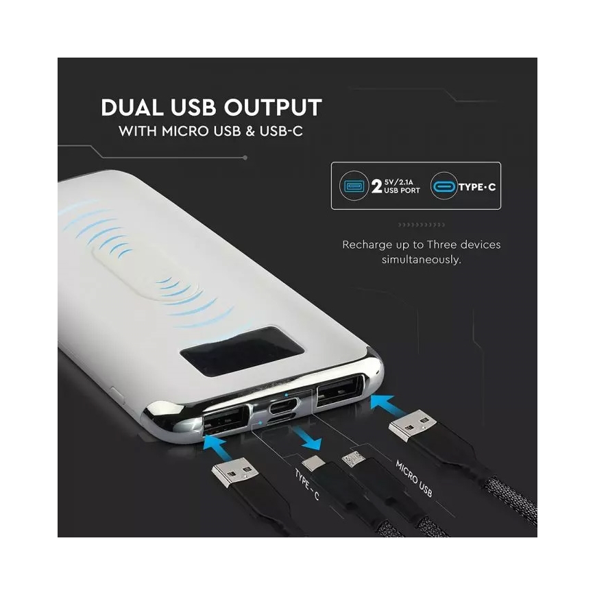 Power Bank 10 000 mAh/3,7V s bezdrôtovým nabíjaním