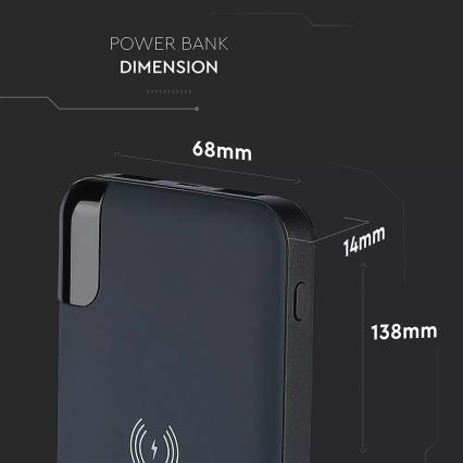 Power Bank 8000mAh/3,7V s bezdrôtovým nabíjaním a dokovacou stanicou modrá