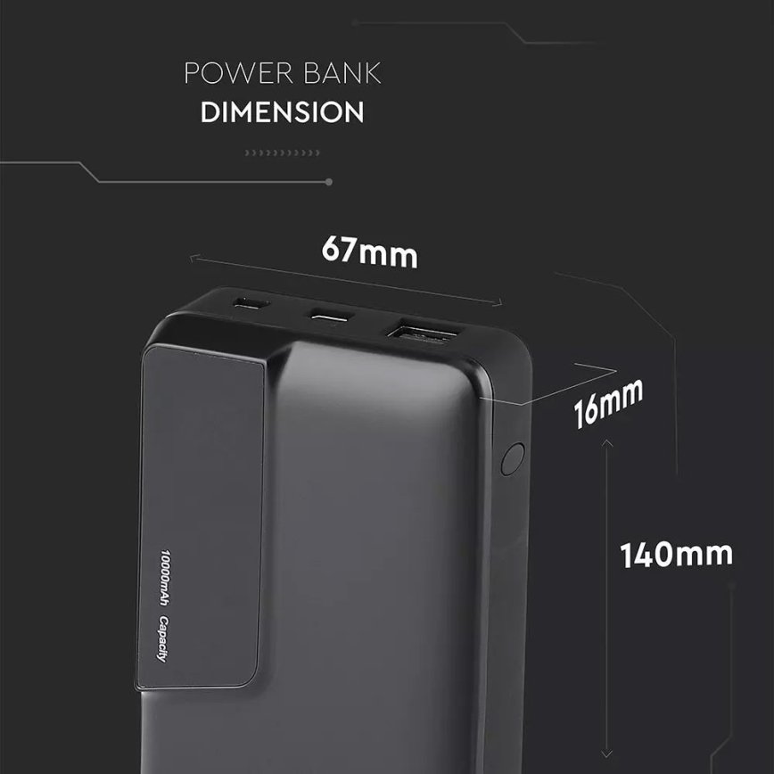 Power Bank s displejom 10000mAh/3,7V čierna