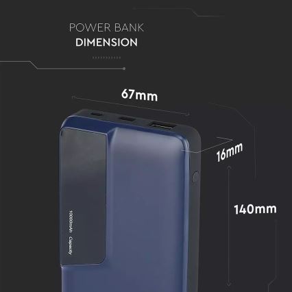 Power Bank s displejom 10000mAh/3,7V modrá