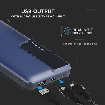 Power Bank s displejom 10000mAh/3,7V modrá