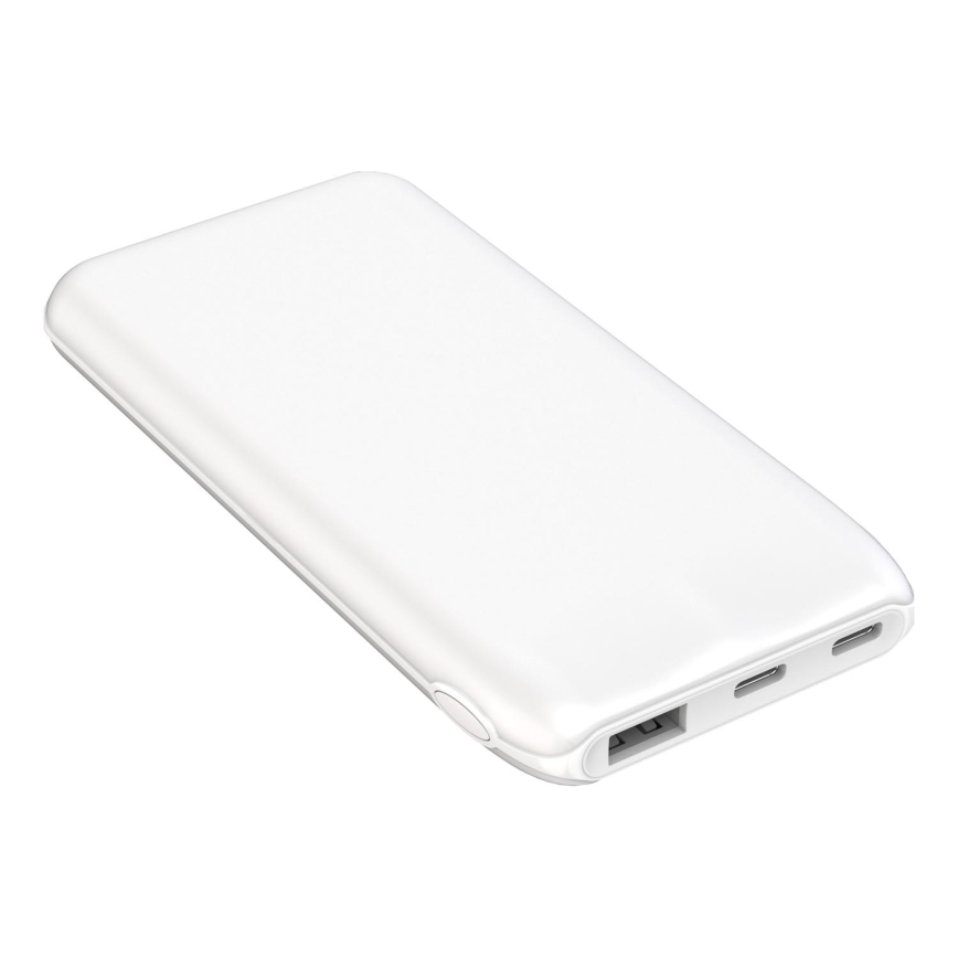 Powerbanka 10000 mAh 10W Power Delivery 2xUSB-C + 1xUSB-A biela