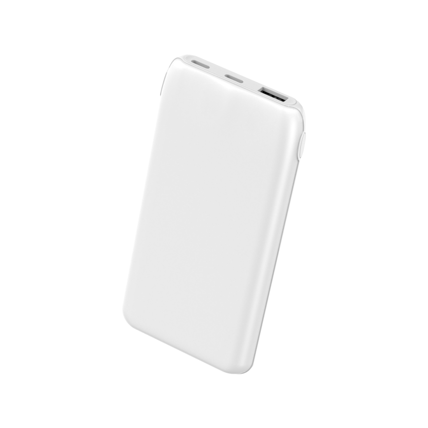 Powerbanka 10000 mAh 10W Power Delivery 2xUSB-C + 1xUSB-A biela