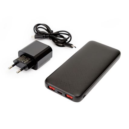 Powerbanka 10000 mAh + adaptér 20W Power Delivery + USB-C/USB-C kábel 1m čierna