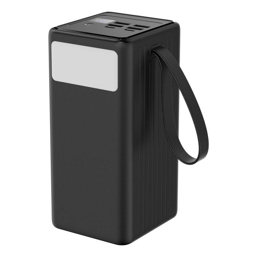 Powerbanka 60000 mAh 20W Power Delivery 4xUSB-A + 2xUSB-C s LED baterkou a USB-C káblom 1m čierna