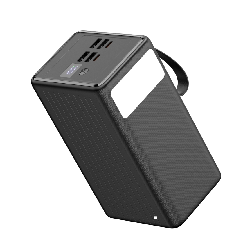 Powerbanka 70000 mAh 20W Power Delivery 4xUSB-A + 2xUSB-C s LED baterkou a USB-C káblom 1m čierna