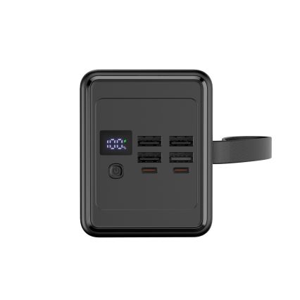 Powerbanka 70000 mAh 20W Power Delivery 4xUSB-A + 2xUSB-C s LED baterkou a USB-C káblom 1m čierna