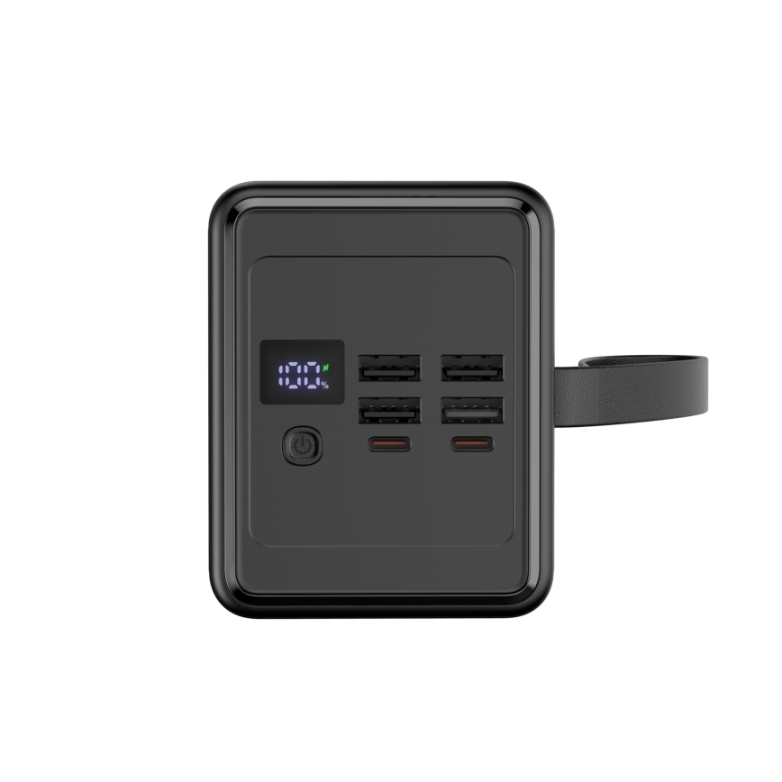 Powerbanka 70000 mAh 20W Power Delivery 4xUSB-A + 2xUSB-C s LED baterkou a USB-C káblom 1m čierna