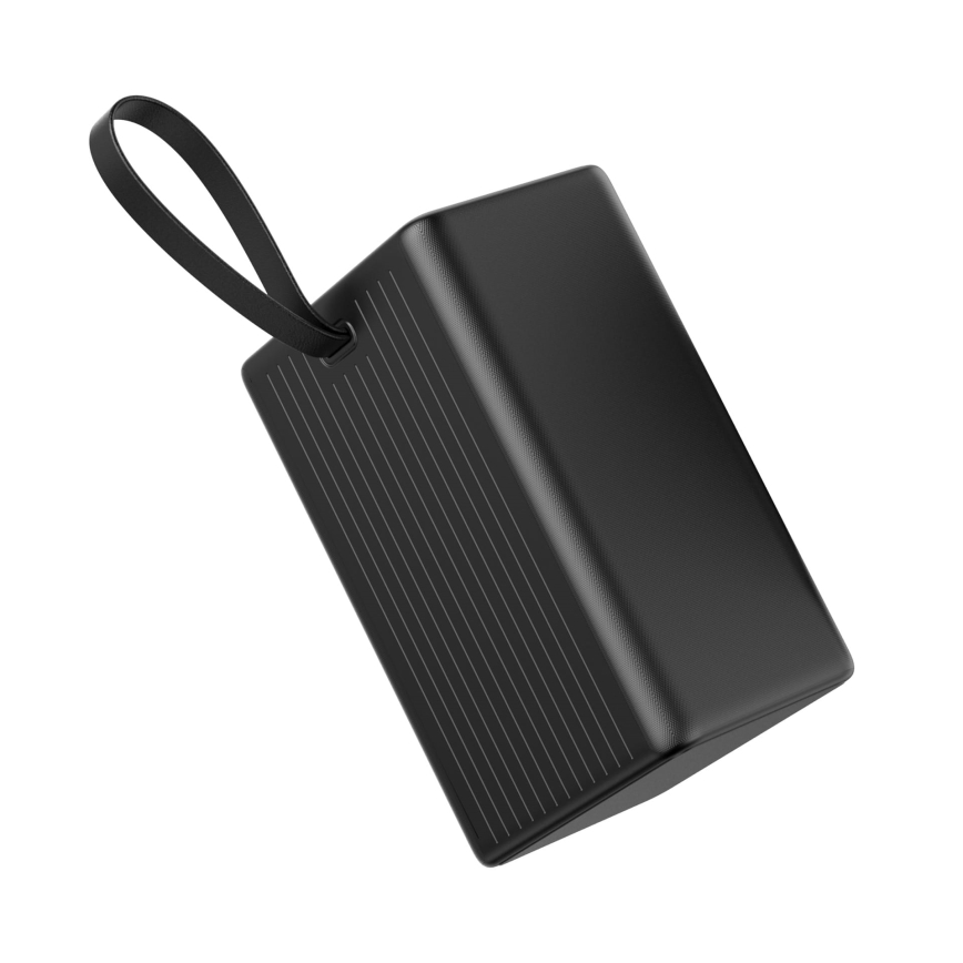 Powerbanka 8000 mAh s Power Delivery, 4× USB-A + 2× USB-C, LED svietidlom a 1 m USB-C káblom, čierna