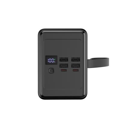 Powerbanka 80 000 mAh 20 W Power Delivery 4× USB-A + 2× USB-C s LED baterkou a USB‑C káblom 1 m čierna