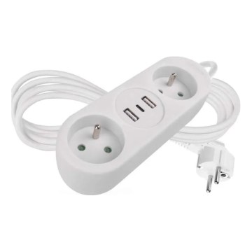 Predlžovací kábel 2Z + 2x USB-A + USB-C 1,4 m