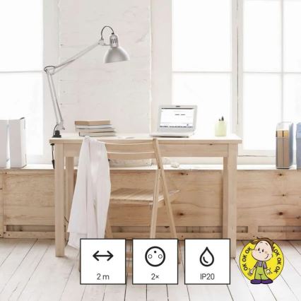 Predlžovací kábel 2Z + 2x USB-A + USB-C 1,4 m