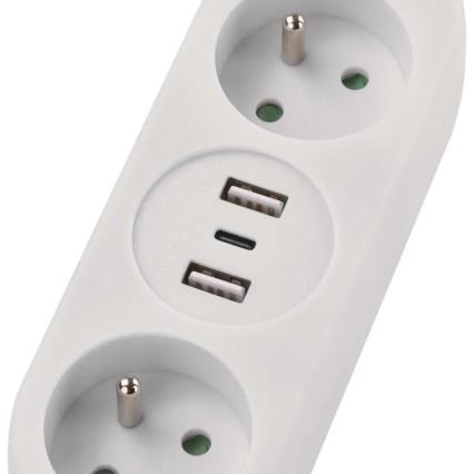 Predlžovací kábel 2Z + 2x USB-A + USB-C 1,4 m