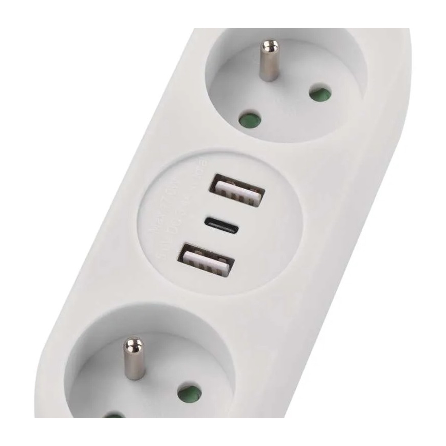 Predlžovací kábel 2Z + 2x USB-A + USB-C 1,4 m