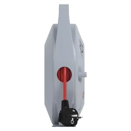 Predlžovací kábel na bubne so 4 zásuvkami 10 m sivá/červená