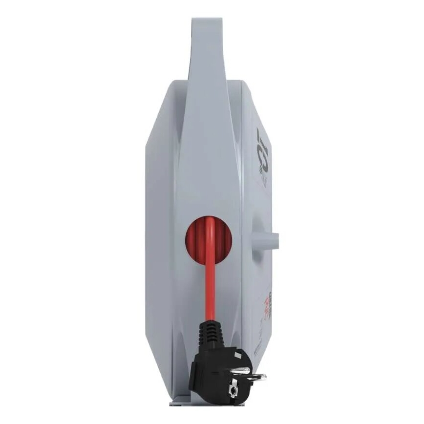 Predlžovací kábel na bubne so 4 zásuvkami 10 m sivá/červená