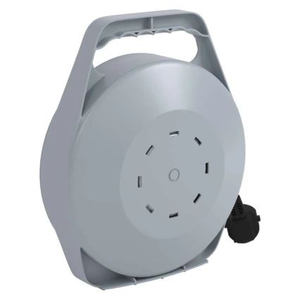 Predlžovací kábel na bubne so 4 zásuvkami 10 m sivá/červená