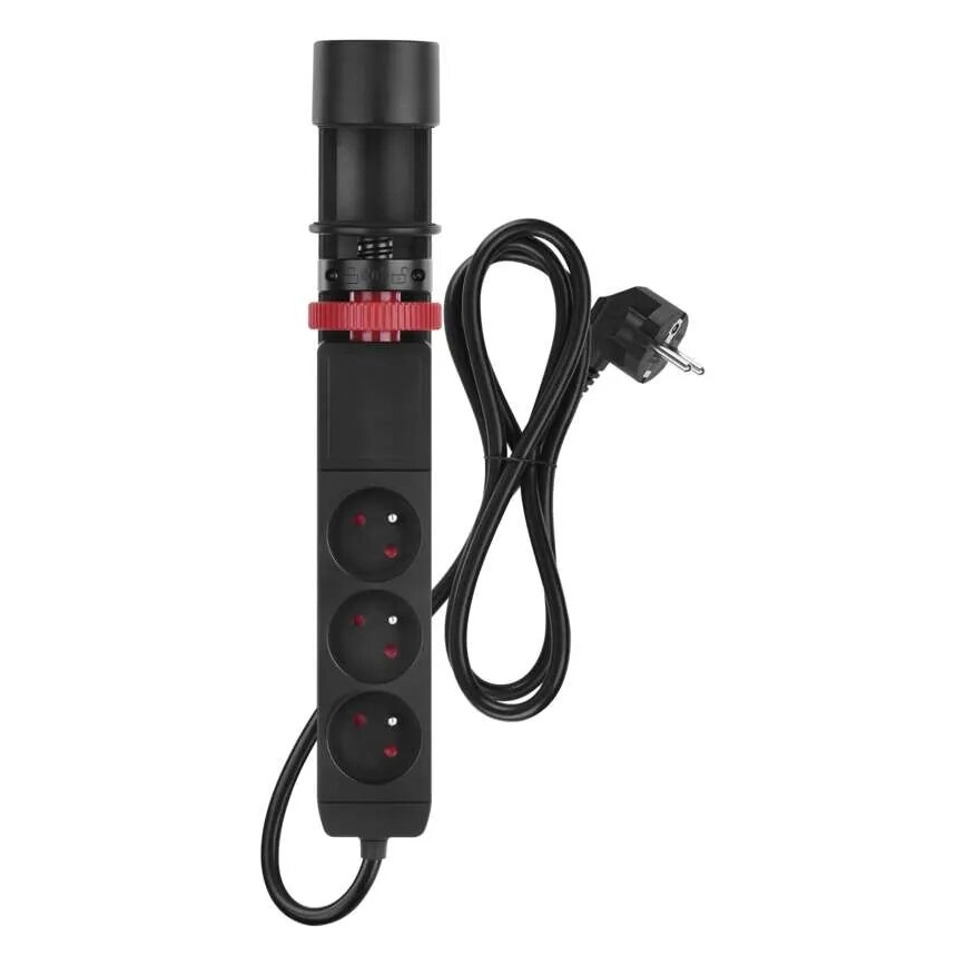 Predlžovací kábel s uchytením na stôl 3Z + 3xUSB 1,5m čierna