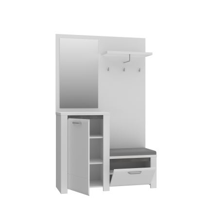 Predsieňová stena so zrkadlom HIRO biela/šedá