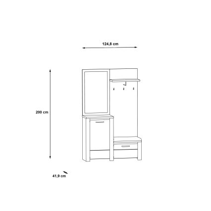 Predsieňová stena so zrkadlom HIRO biela/šedá