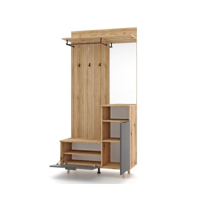 Predsieňová stena so zrkadlom SVEN hnedá/grafit