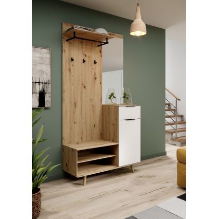 Predsieňová stena SVEN so zrkadlom, hnedá/biela