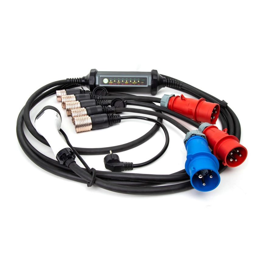 Prenosná nabíjačka pre elektromobily so 4 adaptérmi Type 2 32A/480V 22kW 5m IP67