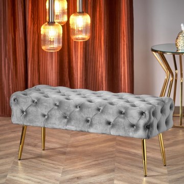 Prešívaná lavica ATHENA 40x100 cm šedá/zlatá